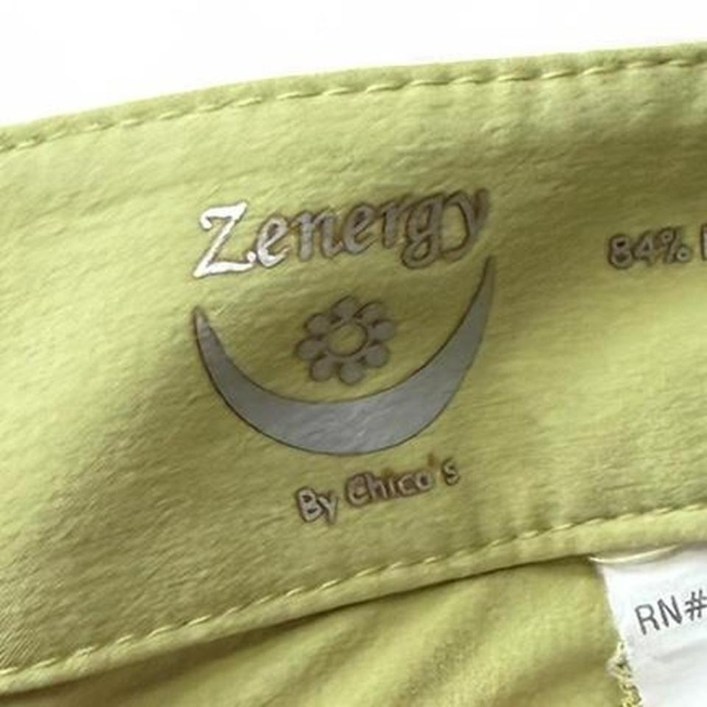 Vintage Zenergy by Chico's Lime Green Wide Leg Cropped Pants,‎ Chico's Size 3 - Picture 4 of 11